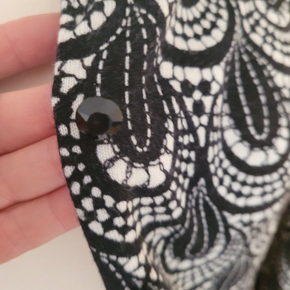 Talbots Black and White Button up Round Neck Cardigan Woman's. Size XS - Picture 5 of 9